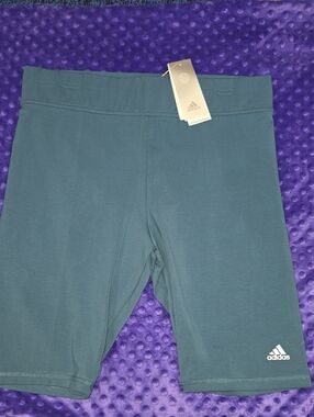 adidas Womens Teal Stretch Bike Shorts